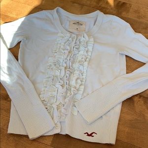 White Ruffled Hollister Sweater
